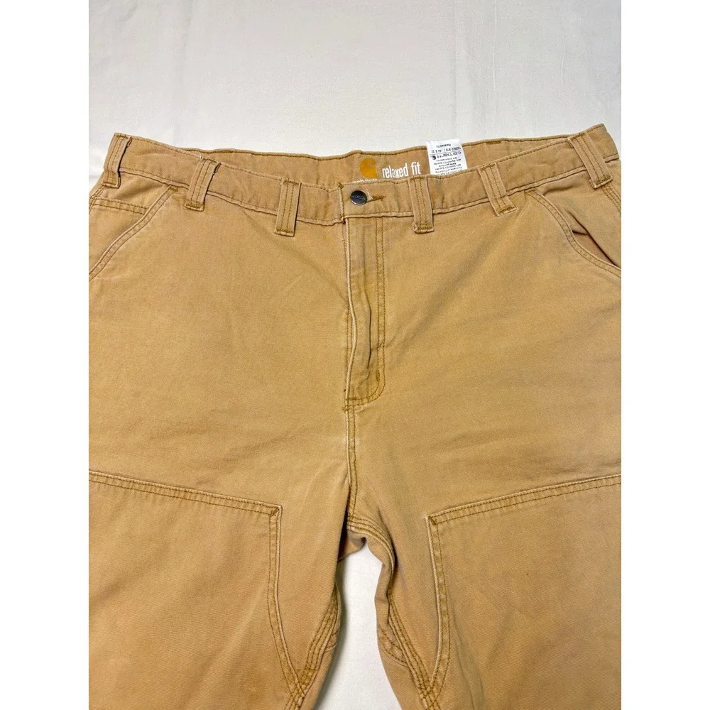 Carhartt Cotton Canvas Pants Men's 44x32 Double Knee Front 102802-918‎ Brown Tan